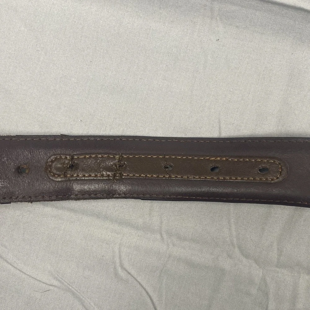 Western Tooled Genuine Leather Belt Men's Brown Engraved Buckle Cowboy 38 - 40 - Picture 9 of 15